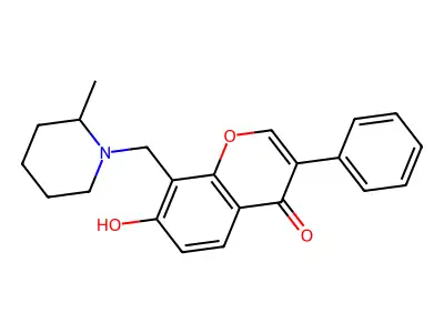 7-hydroxy-8-((2-methylpiperidin-1-yl)methyl)-3-phenyl-4H-chromen-4-one structure