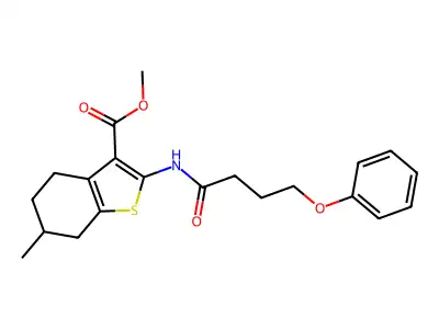 methyl 6-methyl-2-[(4-phenoxybutanoyl)amino]-4,5,6,7-tetrahydro-1-benzothiophene-3-carboxylate structure