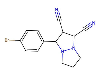 3-(4-bromophenyl)tetrahydro-1H,5H-pyrazolo[1,2-a]pyrazole-1,2-dicarbonitrile structure