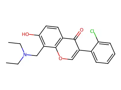3-(2-chlorophenyl)-8-[(diethylamino)methyl]-7-hydroxy-4H-chromen-4-one structure