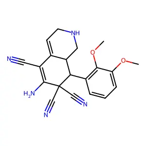 6-amino-8-(2,3-dimethoxyphenyl)-2,3,8,8a-tetrahydro-5,7,7(1H)-isoquinolinetricarbonitrile structure