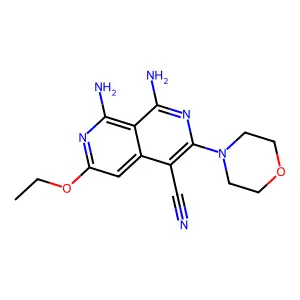 1,8-Diamino-6-ethoxy-3-morpholin-4-yl-2,7-naphthyridine-4-carbonitrile structure
