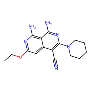 1,8-Diamino-6-ethoxy-3-piperidin-1-yl-2,7-naphthyridine-4-carbonitrile structure