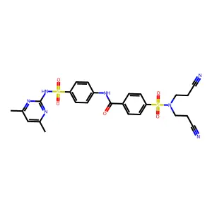 4-(N,N-bis(2-cyanoethyl)sulfamoyl)-N-(4-(N-(4,6-dimethylpyrimidin-2-yl)sulfamoyl)phenyl)benzamide structure
