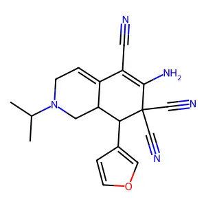 6-amino-8-(3-furyl)-2-isopropyl-2,3,8,8a-tetrahydro-5,7,7(1H)-isoquinolinetricarbonitrile structure