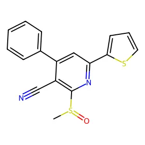 2-Methylsulfinyl-4-phenyl-6-thiophen-2-ylpyridine-3-carbonitrile structure