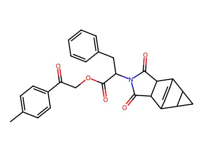 2-(4-methylphenyl)-2-oxoethyl 2-(1,3-dioxooctahydro-4,6-ethenocyclopropa[f]isoindol-2(1H)-yl)-3-phenylpropanoate structure