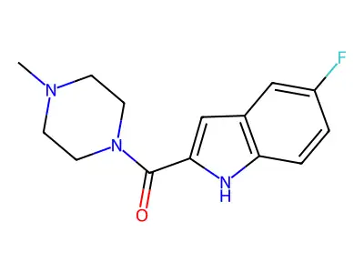 (5-fluoro-1H-indol-2-yl)(4-methylpiperazin-1-yl)methanone structure