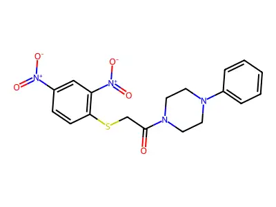 2-(2,4-Dinitrophenylthio)-1-(4-phenylpiperazinyl)ethan-1-one structure