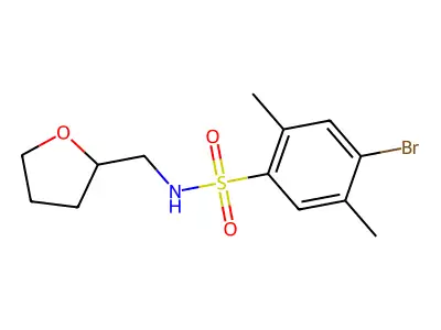 4-bromo-2,5-dimethyl-N-(oxolan-2-ylmethyl)benzenesulfonamide structure