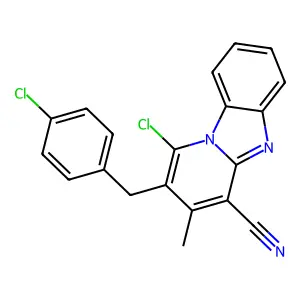 1-Chloro-2-(4-chlorobenzyl)-3-methylpyrido[1,2-a]benzimidazole-4-carbonitrile structure