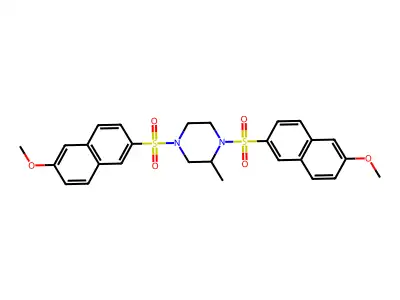 1,4-Bis[(6-methoxynaphthalen-2-yl)sulfonyl]-2-methylpiperazine structure