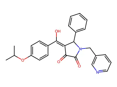 3-hydroxy-5-phenyl-4-[4-(propan-2-yloxy)benzoyl]-1-[(pyridin-3-yl)methyl]-2,5-dihydro-1H-pyrrol-2-one structure