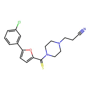 3-(4-(5-(3-Chlorophenyl)furan-2-carbonothioyl)piperazin-1-yl)propanenitrile structure