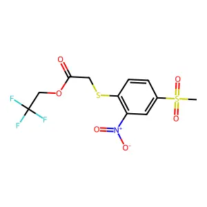 2,2,2-Trifluoroethyl 2-((4-(methylsulfonyl)-2-nitrophenyl)thio)acetate structure
