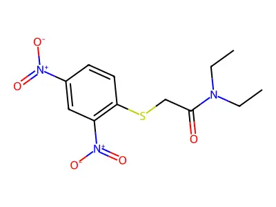 2-(2,4-dinitrophenylthio)-N,N-diethylacetamide structure