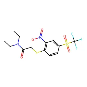 N,N-diethyl-2-({2-nitro-4-[(trifluoromethyl)sulfonyl]phenyl}sulfanyl)acetamide structure
