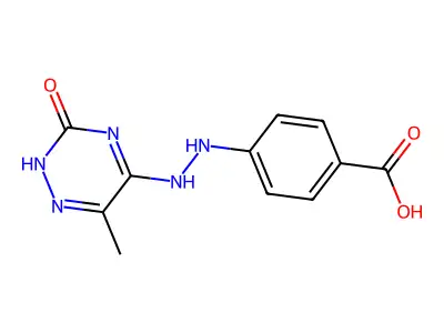 4-[2-(6-methyl-3-oxo-2H-1,2,4-triazin-5-yl)hydrazinyl]benzoic acid structure