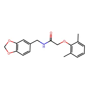 N-(1,3-benzodioxol-5-ylmethyl)-2-(2,6-dimethylphenoxy)acetamide structure