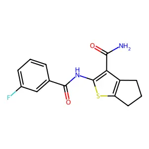 2-[(3-fluorobenzoyl)amino]-5,6-dihydro-4H-cyclopenta[b]thiophene-3-carboxamide structure
