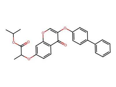 Methylethyl 2-[4-oxo-3-(4-phenylphenoxy)chromen-7-yloxy]propanoate structure