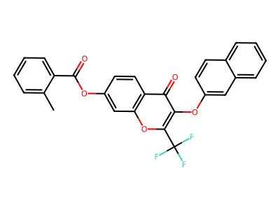3-(2-naphthyloxy)-4-oxo-2-(trifluoromethyl)-4H-chromen-7-yl 2-methylbenzoate structure