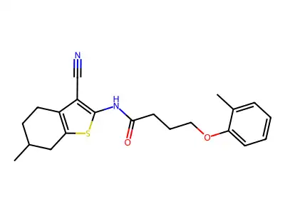 N-(3-cyano-6-methyl-4,5,6,7-tetrahydro-1-benzothiophen-2-yl)-4-(2-methylphenoxy)butanamide structure