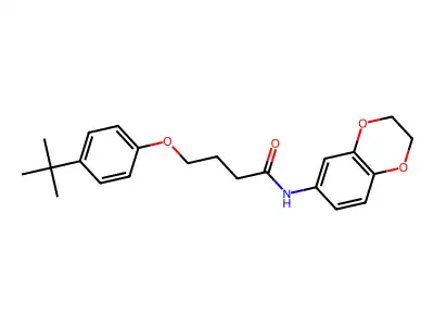 4-(4-tert-butylphenoxy)-N-(2,3-dihydro-1,4-benzodioxin-6-yl)butanamide structure