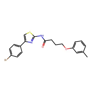 N-[4-(4-bromophenyl)-1,3-thiazol-2-yl]-4-(3-methylphenoxy)butanamide structure