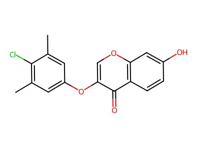 3-(4-chloro-3,5-dimethylphenoxy)-7-hydroxy-4H-chromen-4-one structure