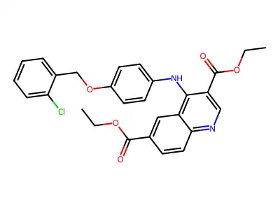 Diethyl 4-{4-[(2-chlorobenzyl)oxy]anilino}quinoline-3,6-dicarboxylate structure