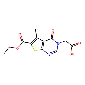 2-(6-Ethoxycarbonyl-5-methyl-4-oxothieno[2,3-d]pyrimidin-3-yl)acetic acid structure