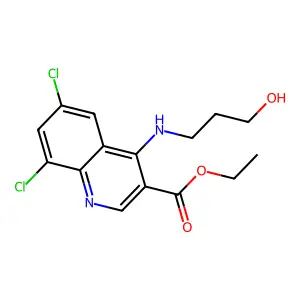Ethyl 6,8-dichloro-4-(3-hydroxypropylamino)quinoline-3-carboxylate structure