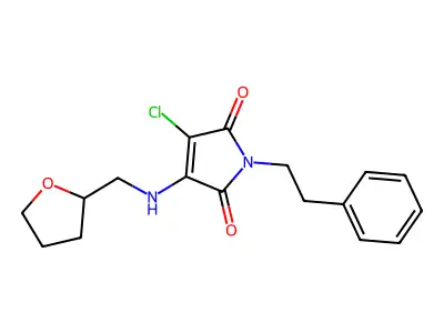 3-chloro-1-(2-phenylethyl)-4-[(tetrahydro-2-furanylmethyl)amino]-1H-pyrrole-2,5-dione structure
