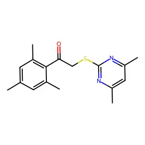 2-(4,6-Dimethylpyrimidin-2-yl)sulfanyl-1-(2,4,6-trimethylphenyl)ethanone structure