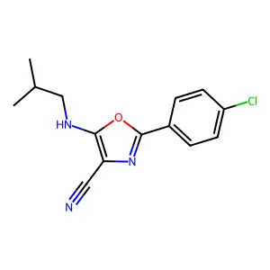 2-(4-Chlorophenyl)-5-(2-methylpropylamino)-1,3-oxazole-4-carbonitrile structure