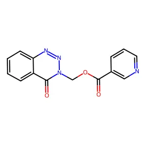 (4-oxo-1,2,3-benzotriazin-3(4H)-yl)methyl nicotinate structure