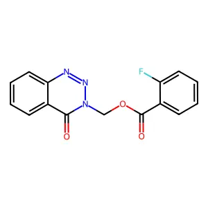 (4-oxobenzo[d][1,2,3]triazin-3(4H)-yl)methyl 2-fluorobenzoate structure