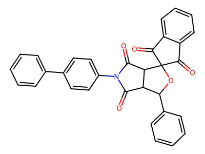 5-(biphenyl-4-yl)-3-phenyl-3a,6a-dihydrospiro[furo[3,4-c]pyrrole-1,2'-indene]-1',3',4,6(3H,5H)-tetrone structure