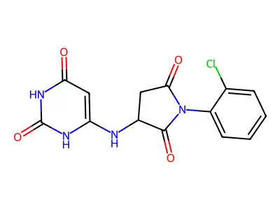 6-{[1-(2-chlorophenyl)-2,5-dioxopyrrolidin-3-yl]amino}pyrimidine-2,4(1H,3H)-dione structure
