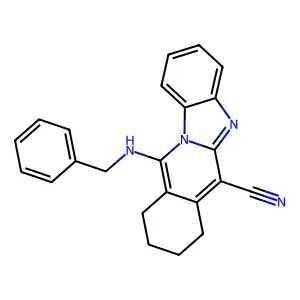 11-(benzylamino)-7,8,9,10-tetrahydrobenzimidazo[1,2-b]isoquinoline-6-carbonitrile structure