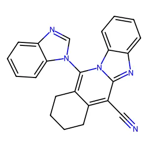 11-(1H-benzimidazol-1-yl)-7,8,9,10-tetrahydrobenzimidazo[1,2-b]isoquinoline-6-carbonitrile structure