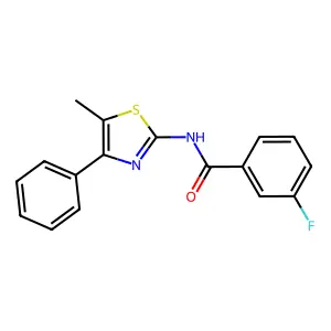3-fluoro-N-(5-methyl-4-phenyl-1,3-thiazol-2-yl)benzamide structure