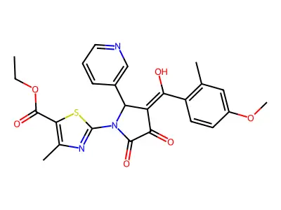 ethyl 2-[3-hydroxy-4-(4-methoxy-2-methylbenzoyl)-2-oxo-5-(pyridin-3-yl)-2,5-dihydro-1H-pyrrol-1-yl]-4-methyl-1,3-thiazole-5-carboxylate structure