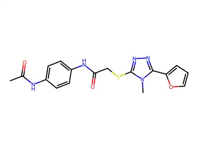 N-(4-(Acetylamino)PH)-2-((5-(2-furyl)-4-ME-4H-1,2,4-triazol-3-YL)thio)acetamide structure