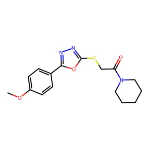 2-[[5-(4-Methoxyphenyl)-1,3,4-oxadiazol-2-yl]sulfanyl]-1-piperidin-1-ylethanone structure