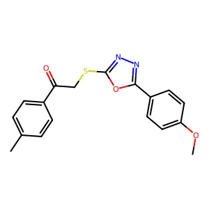 2-{[5-(4-methoxyphenyl)-1,3,4-oxadiazol-2-yl]sulfanyl}-1-(4-methylphenyl)-1-ethanone structure