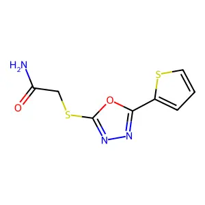 2-{[5-(2-Thienyl)-1,3,4-oxadiazol-2-yl]sulfanyl}acetamide structure