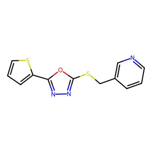2-((Pyridin-3-ylmethyl)thio)-5-(thiophen-2-yl)-1,3,4-oxadiazole structure