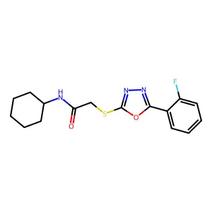 N-Cyclohexyl-2-{[5-(2-fluorophenyl)-1,3,4-oxadiazol-2-YL]sulfanyl}acetamide structure